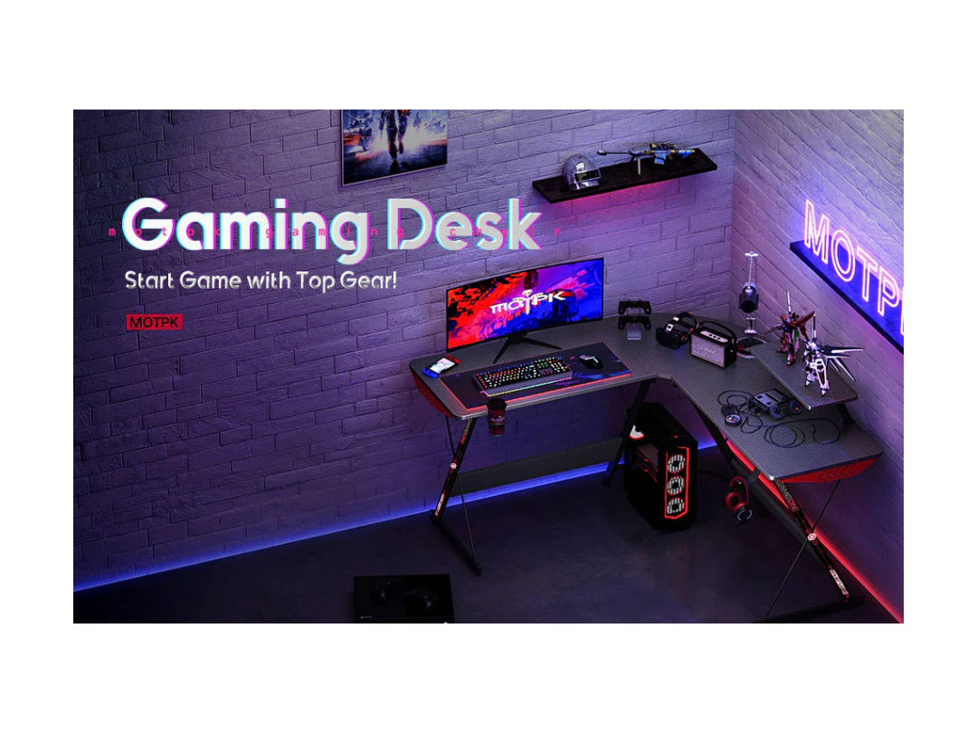 GAMEON L-Shaped Slayer I Gaming Desk with Accessories GAMEON L-Shaped Slayer I Gaming Desk with Accessories